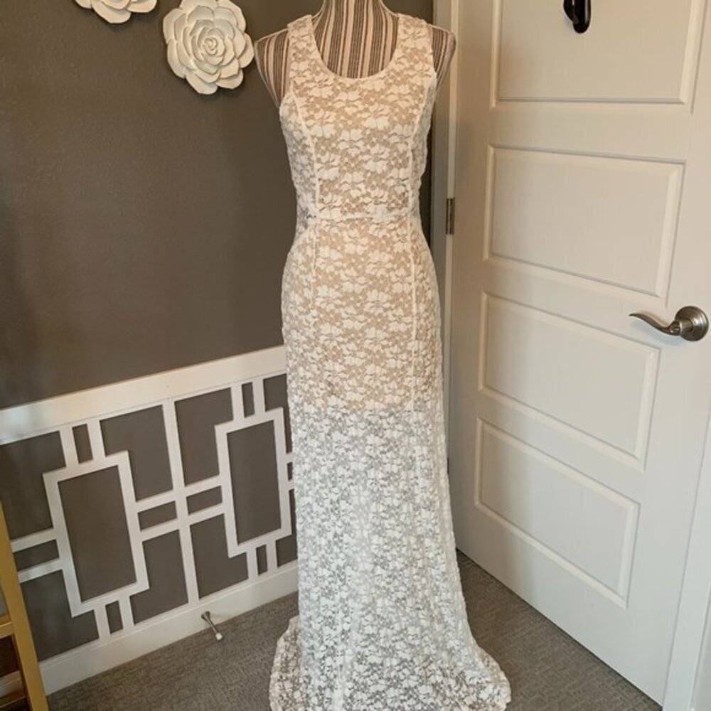 ANGL White Lace Maxi Dress